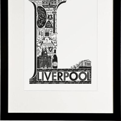 Liverpool - Location Letter Art Print Black