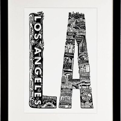 Los Angeles - Location Letter Art Print Black