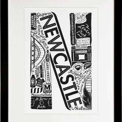Newcastle - Location Letter Art print Black