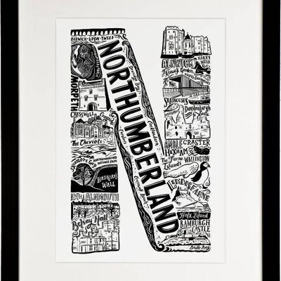 Northumberland - Location Letter Art Print Black