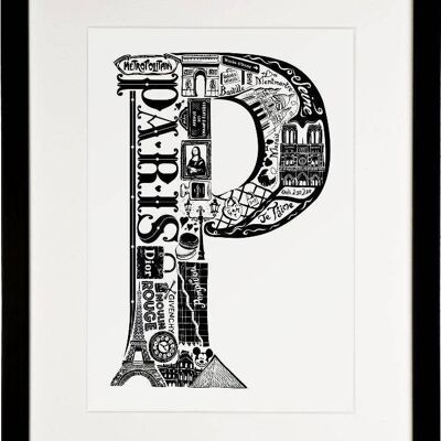 Paris - Location Letter Art Print Black