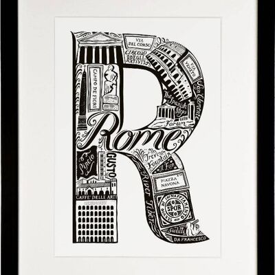 Rome - Location Letter Art Print Black