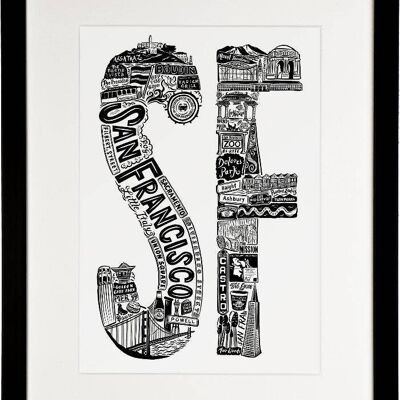 San Francisco - Location Letter Art Print Black