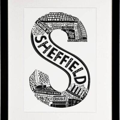 Sheffield - Location Letter Art Print Black