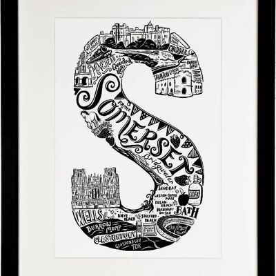 Somerset - Location Letter Art Print Black