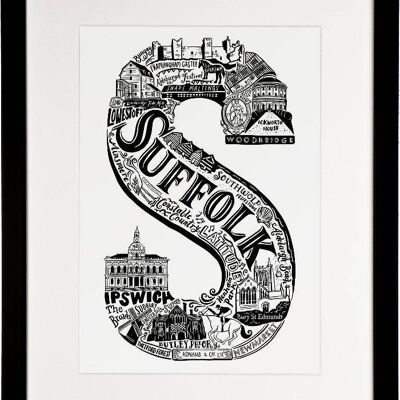 Suffolk - Location Letter Art Print Black