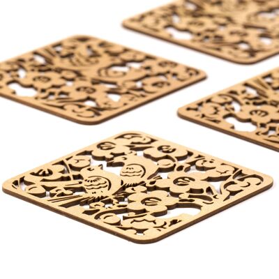 Sous-verre en bois carré H13 diamètre 10 cm