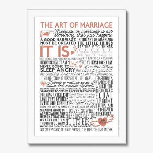 The Art of Marriage Print - Anniversary or Valentine's Gift | A4 White Framed