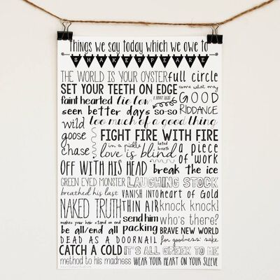 Shakespeare Speak Fine Art Print A2 Unframed