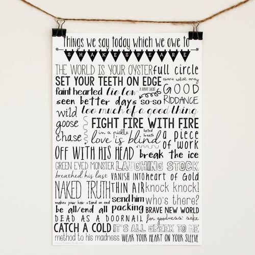 Shakespeare Speak Fine Art Print A3 Unframed