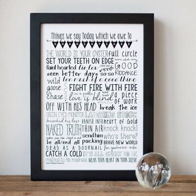 Shakespeare Speak Fine Art Print A4 Black Framed