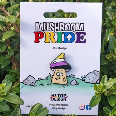 Non-Binary Mushroom Pride Pin | LGBT | LGBTQIA+ | Gay Pride