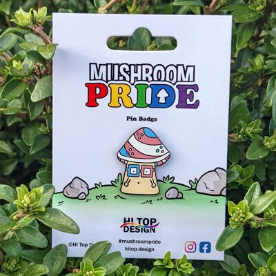 Trans Mushroom Pride Pin | LGBT | LGBTQIA+ | Gay Pride