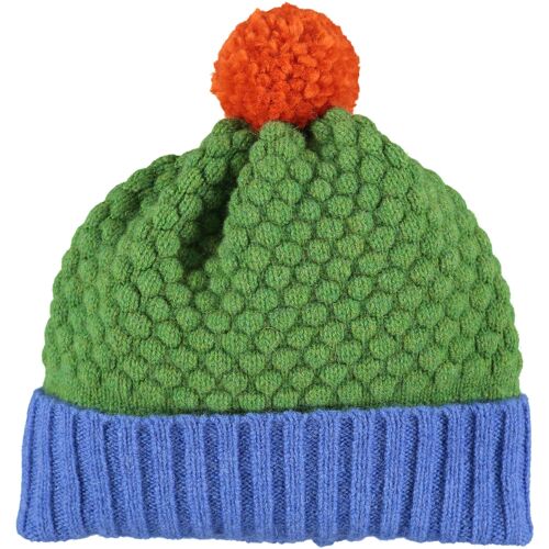 Kids' Honeycomb Bobble Hat Bright Green