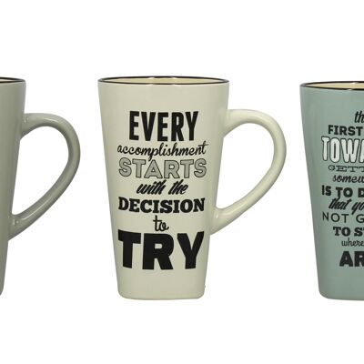 Large 51cl sandstone mug with quotes decor