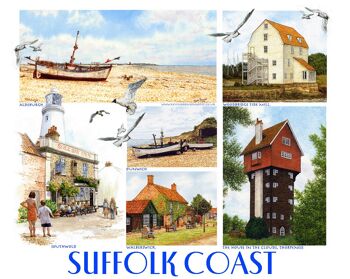 Coaster. Image multiple de la côte du Suffolk.