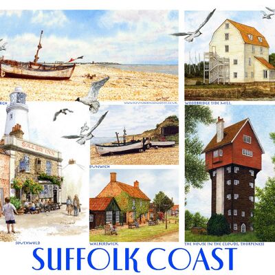 Untersetzer. Suffolk-Küste Multi-Bild.