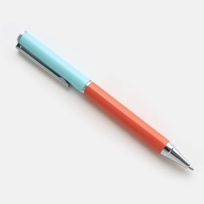 Colourblock Boxed Pen - Coral/Blue