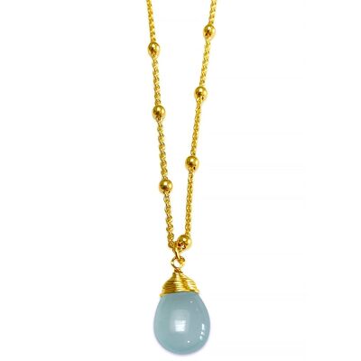 Cosmos necklace with blue jade teardrop - 78 cm