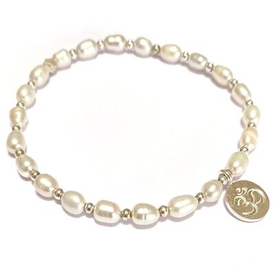 Freshwater Pearl Bracelet with Silver Om