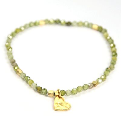 Zirconia bracelet with heart, green
