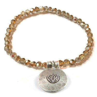 Crystal bracelet with lotus, gold