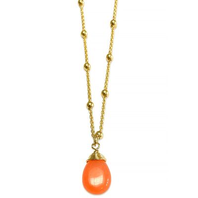 Collar Cosmos con Gotas de Jade Naranja - 78 cm