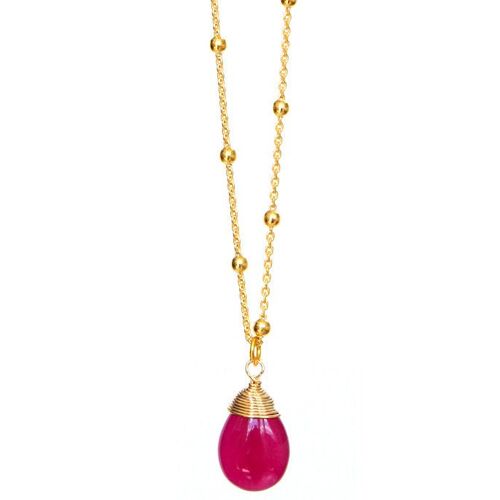 Cosmos Necklace with Margenta Agate Drops - 42 cm