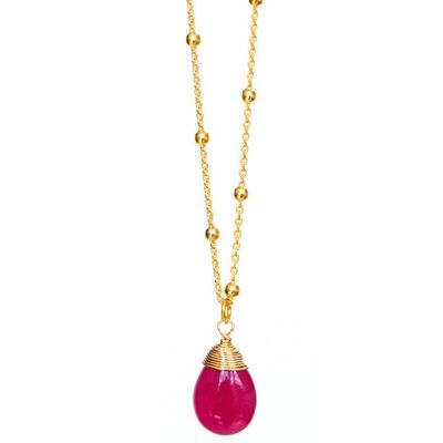 Cosmos Necklace with Margenta Agate Drops - 78 cm