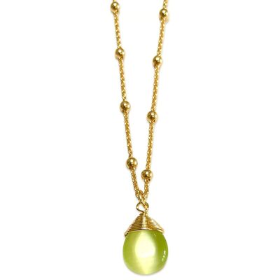 Cosmos necklace with green tiger eye drop - 78 cm