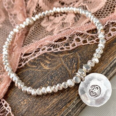 Meaningful silver bracelet with Om