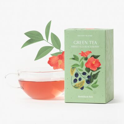 Mezcla de té verde Devon con hibisco y mora