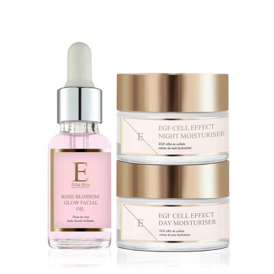 EGF Cell Effect crema giorno + EGF Cell Effect crema notte + olio fasciale di fiori di rosa 30ml