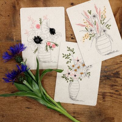 Embroidery cards The striped bouquets
