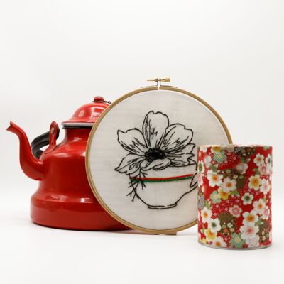 Anemone tea embroidery kit - white version