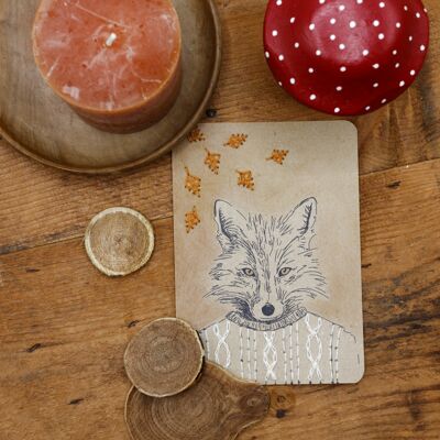 Embroidery card - Fox on a walk