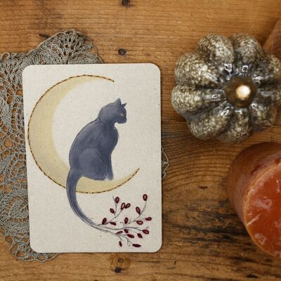 Embroidery card - Nocturne and cat