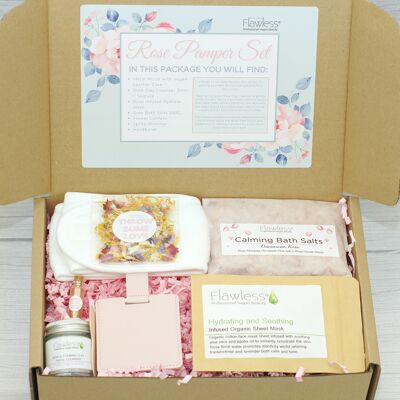 Coffret cadeau de mariée - Ensemble Pamper Rose