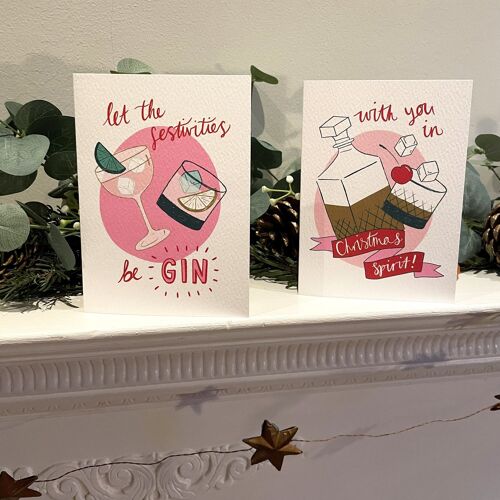 Boozy Christmas card bundle (4 cards)