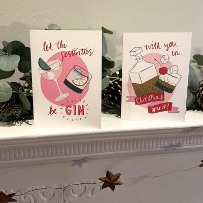 Pacchetto di cartoline di Natale alcoliche (4 carte)