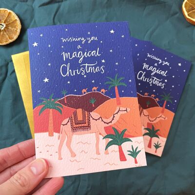 Lote de tarjetas de Navidad del Desierto Mágico (4 tarjetas)