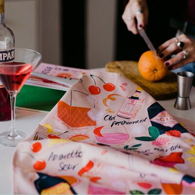 Pink Cocktail Party Organic Cotton Tea Towel