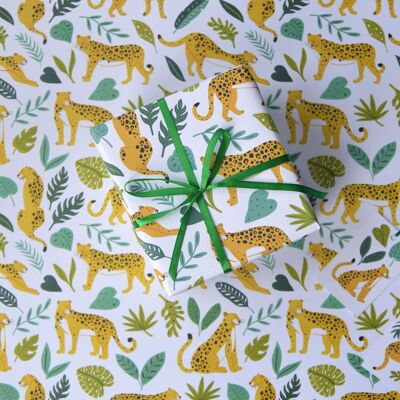 Papel de regalo de leopardo de la selva