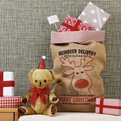 Rudolph Christmas Sack - Red Piping Trim