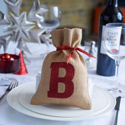 Christmas Mini Sack with Glitter Initial