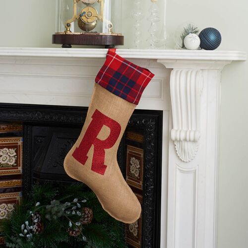 Christmas Stocking With Glitter Initial