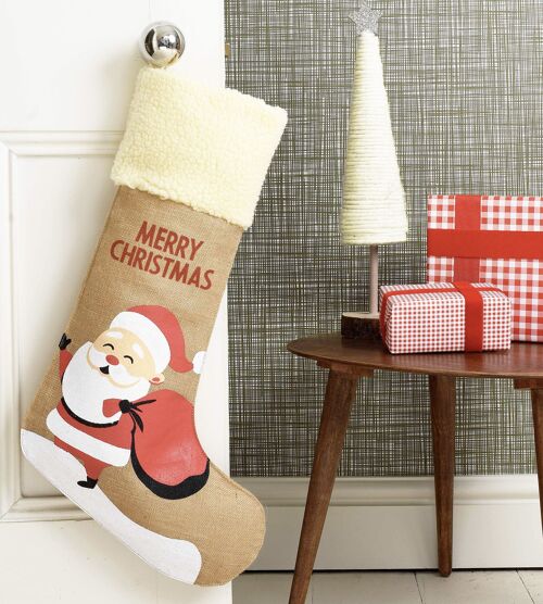 Santa Christmas Stocking with Fleece Cuff