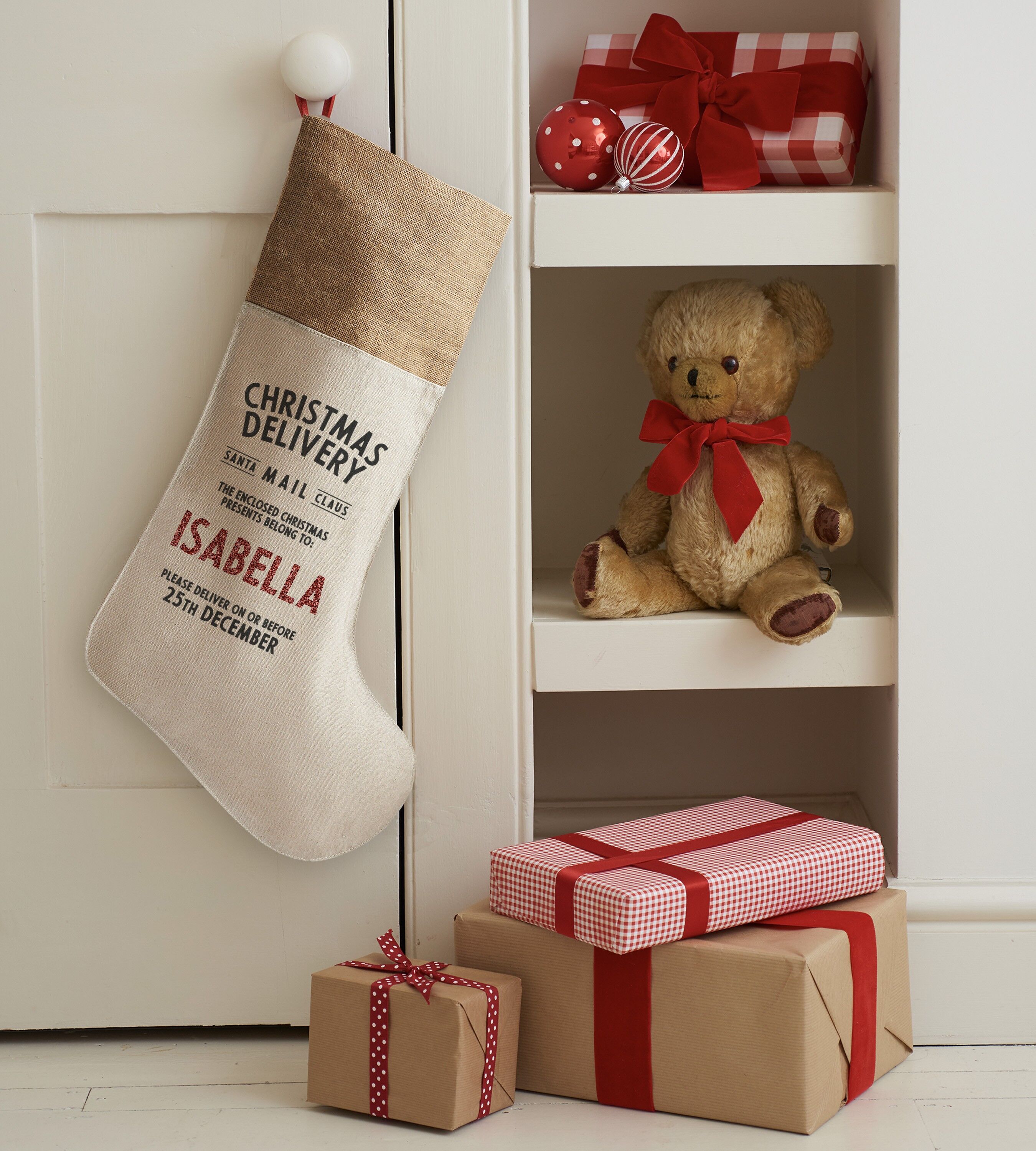 Calza di Natale in cotone personalizzata "fai da te".