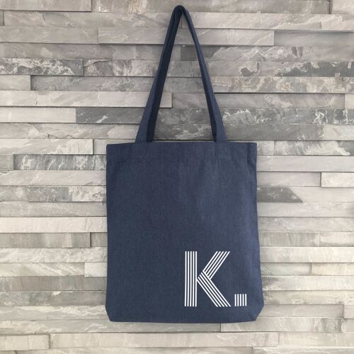 Blue Tote Bag with Initial