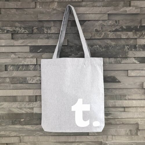 Grey Tote Bag with White Initial
